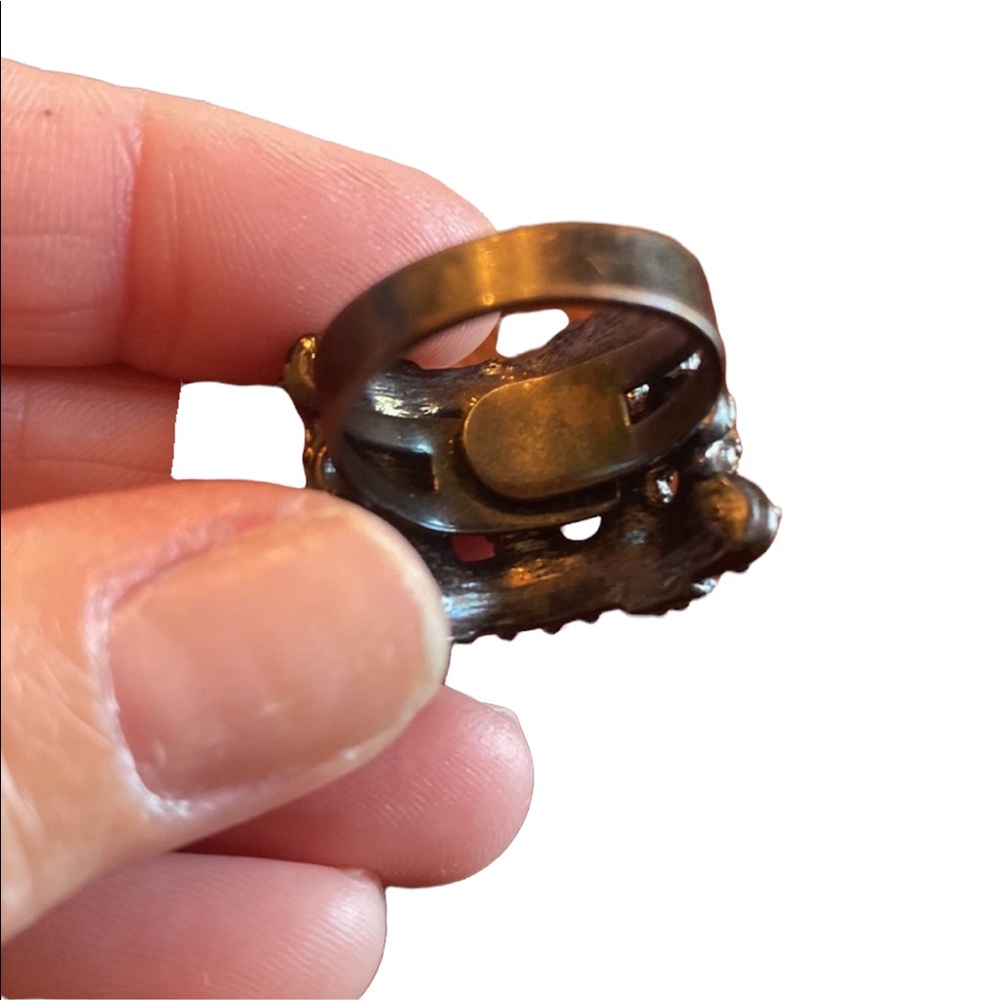 Adjustable Red Rhinestone Vintage Ring - Picture 4 of 4